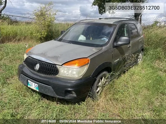 2002 Buick Rendezvous Cxl VIN: 3G5DB03E32S512700 Lot: 20174688