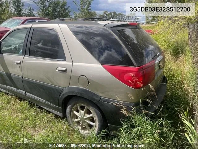 2002 Buick Rendezvous Cxl VIN: 3G5DB03E32S512700 Lot: 20174688