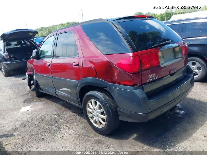 2005 Buick Rendezvous Cx VIN: 3G5DA03EX5S537942 Lot: 40053091