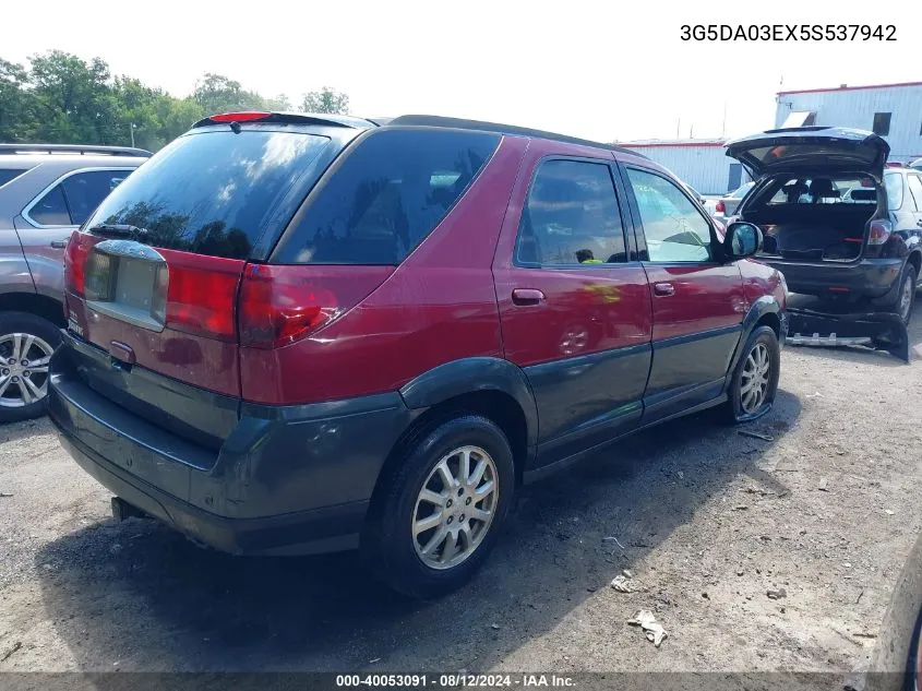 2005 Buick Rendezvous Cx VIN: 3G5DA03EX5S537942 Lot: 40053091