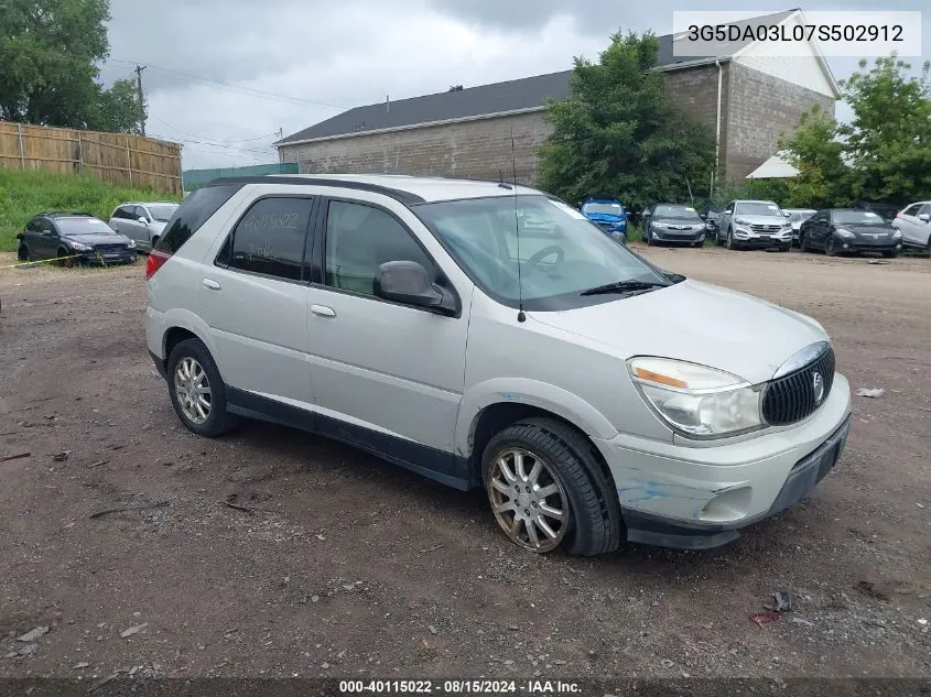 2007 Buick Rendezvous Cx VIN: 3G5DA03L07S502912 Lot: 40115022