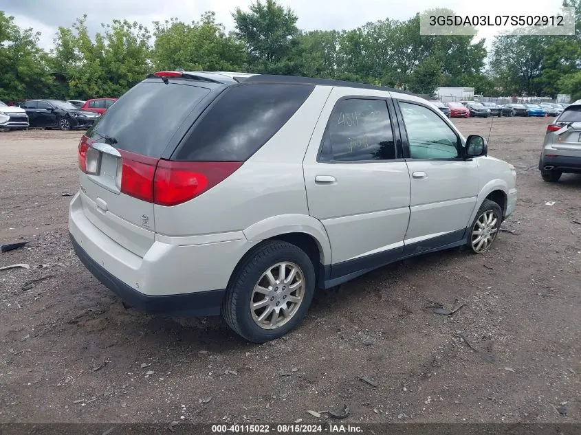 2007 Buick Rendezvous Cx VIN: 3G5DA03L07S502912 Lot: 40115022