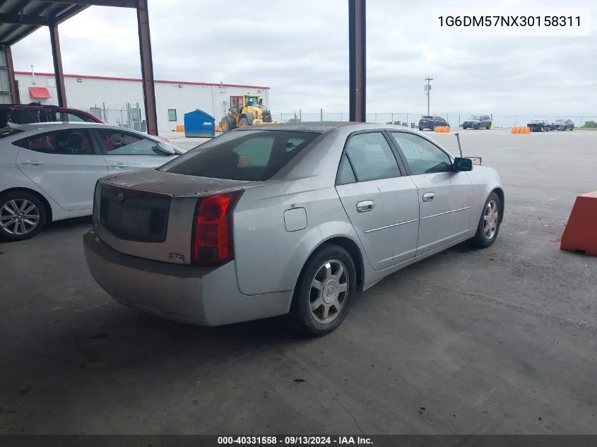 2003 Cadillac Cts Standard VIN: 1G6DM57NX30158311 Lot: 40331558