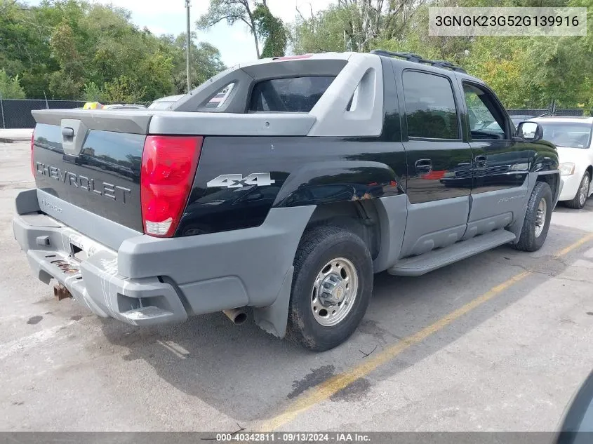 2002 Chevrolet Avalanche 2500 VIN: 3GNGK23G52G139916 Lot: 40342811