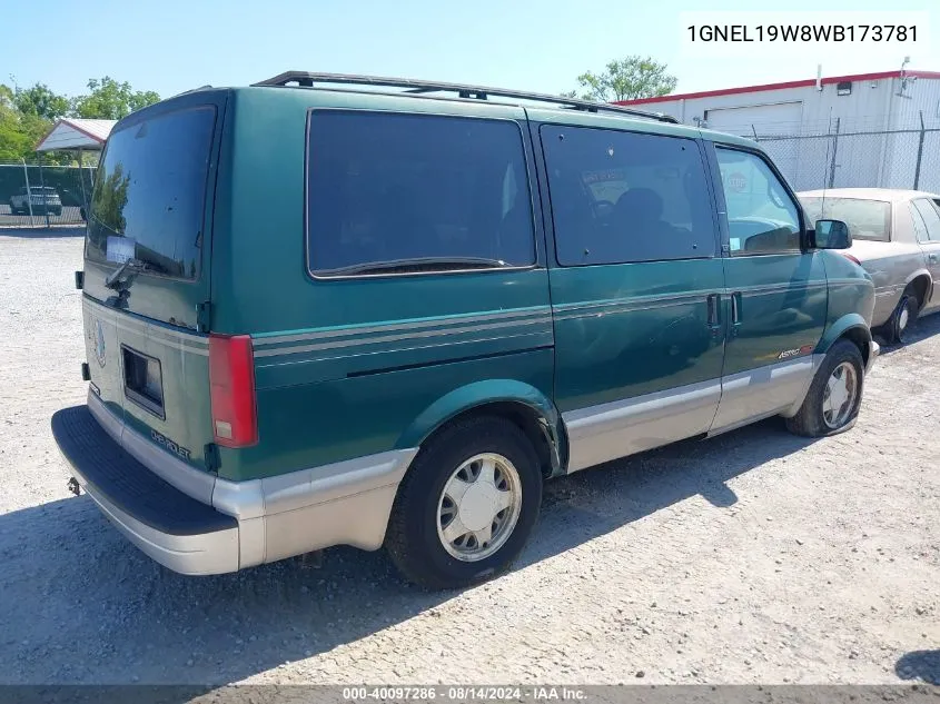 1998 Chevrolet Astro VIN: 1GNEL19W8WB173781 Lot: 40097286