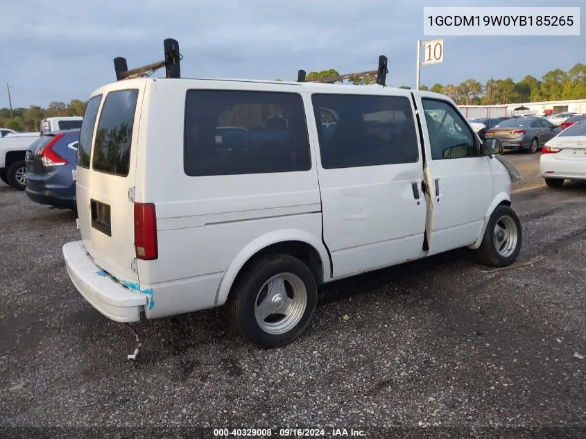 2000 Chevrolet Astro VIN: 1GCDM19W0YB185265 Lot: 40329008