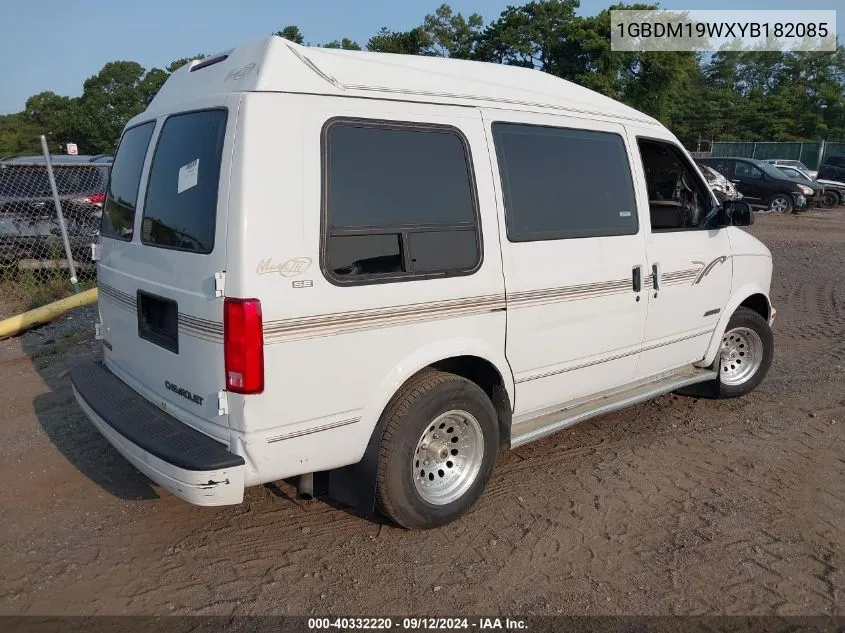 2000 Chevrolet Astro Upfitter Pkg. VIN: 1GBDM19WXYB182085 Lot: 40332220