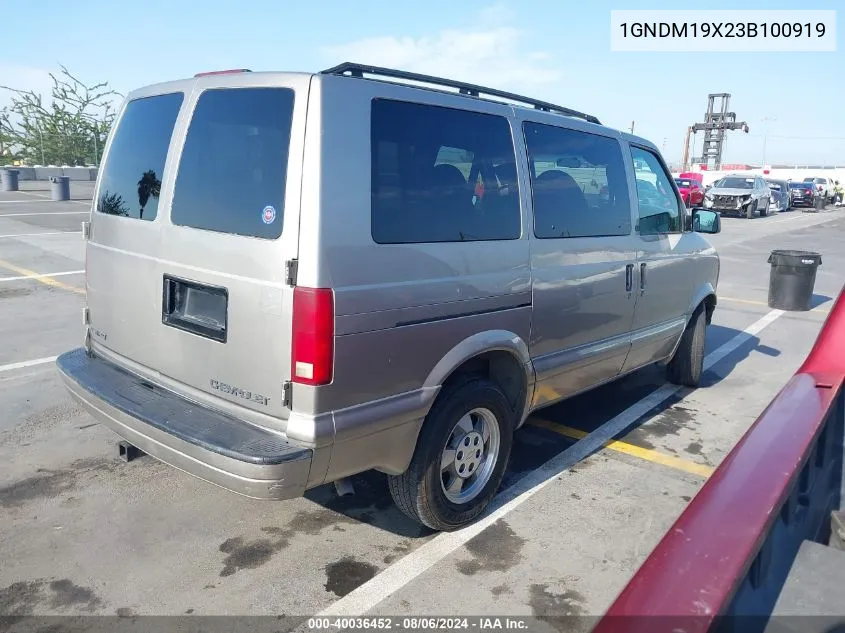 2003 Chevrolet Astro VIN: 1GNDM19X23B100919 Lot: 40036452