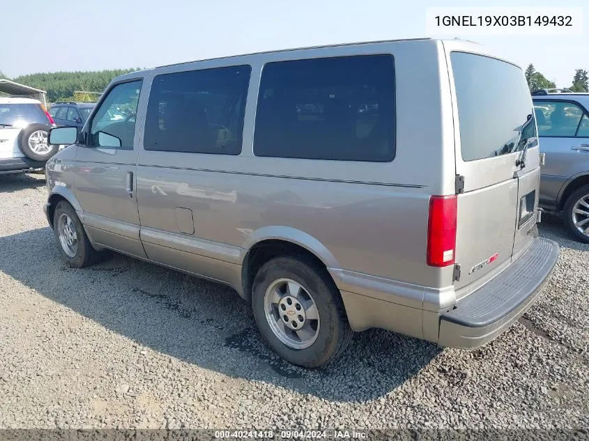 2003 Chevrolet Astro Ls VIN: 1GNEL19X03B149432 Lot: 40241418