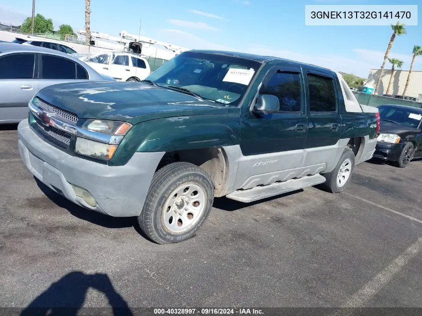 2002 Chevrolet Avalanche K1500 VIN: 3GNEK13T32G141470 Lot: 40328997