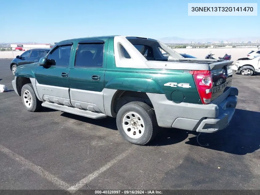 2002 Chevrolet Avalanche K1500 VIN: 3GNEK13T32G141470 Lot: 40328997