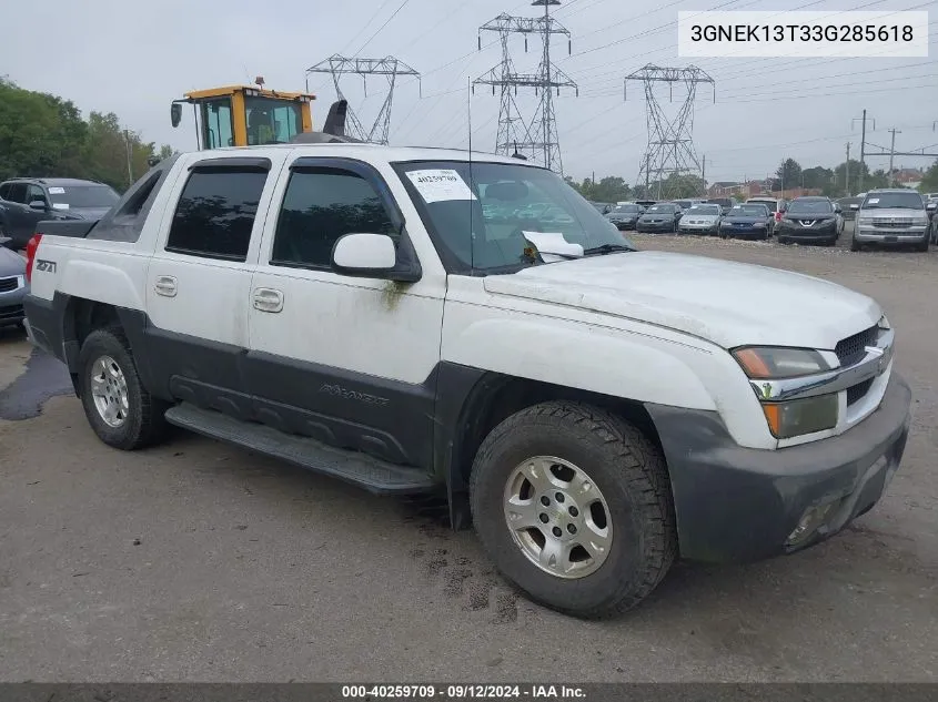 2003 Chevrolet Avalanche 1500 VIN: 3GNEK13T33G285618 Lot: 40259709