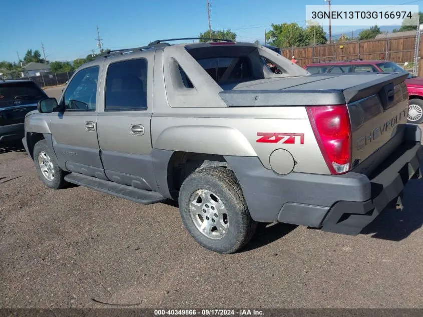 2003 Chevrolet Avalanche 1500 VIN: 3GNEK13T03G166974 Lot: 40349866