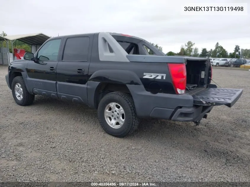 2003 Chevrolet Avalanche 1500 VIN: 3GNEK13T13G119498 Lot: 40356495