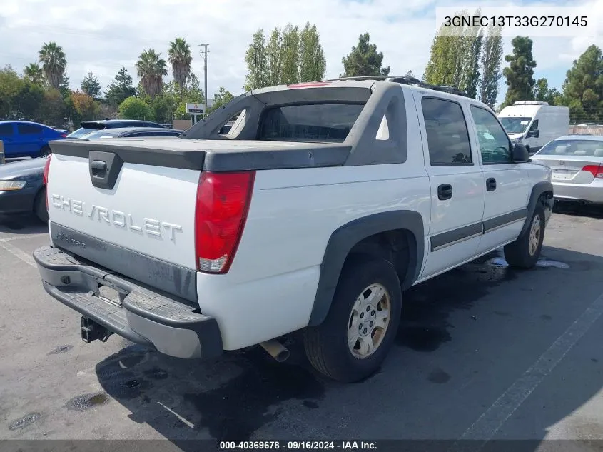 2003 Chevrolet Avalanche 1500 VIN: 3GNEC13T33G270145 Lot: 40369678