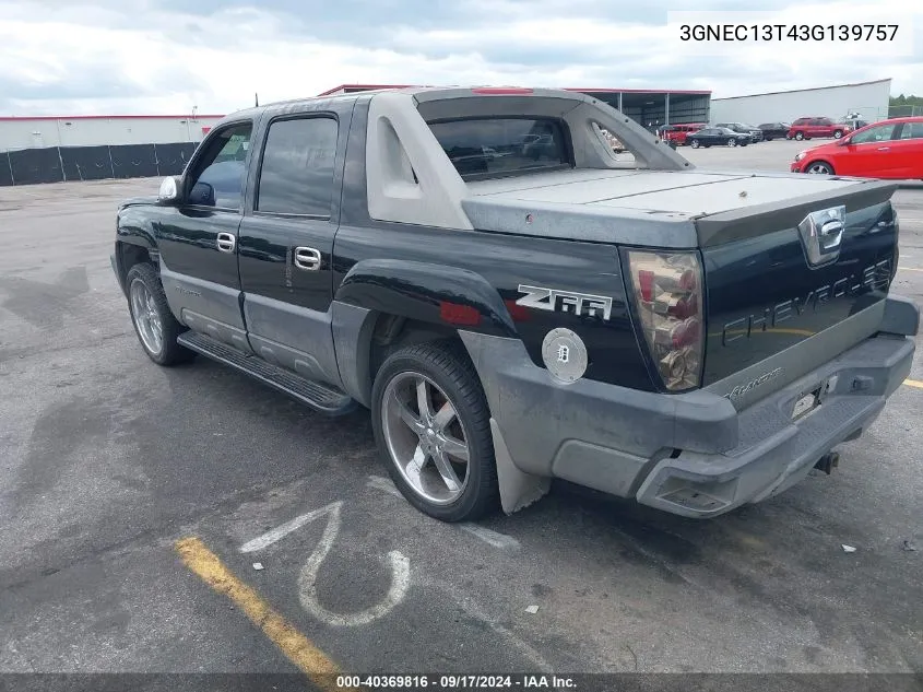 2003 Chevrolet Avalanche 1500 VIN: 3GNEC13T43G139757 Lot: 40369816