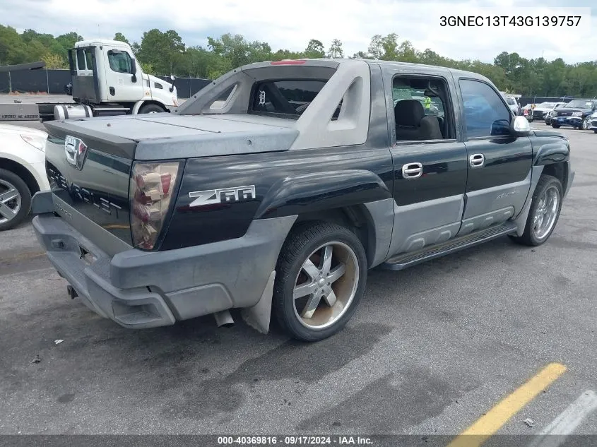 2003 Chevrolet Avalanche 1500 VIN: 3GNEC13T43G139757 Lot: 40369816