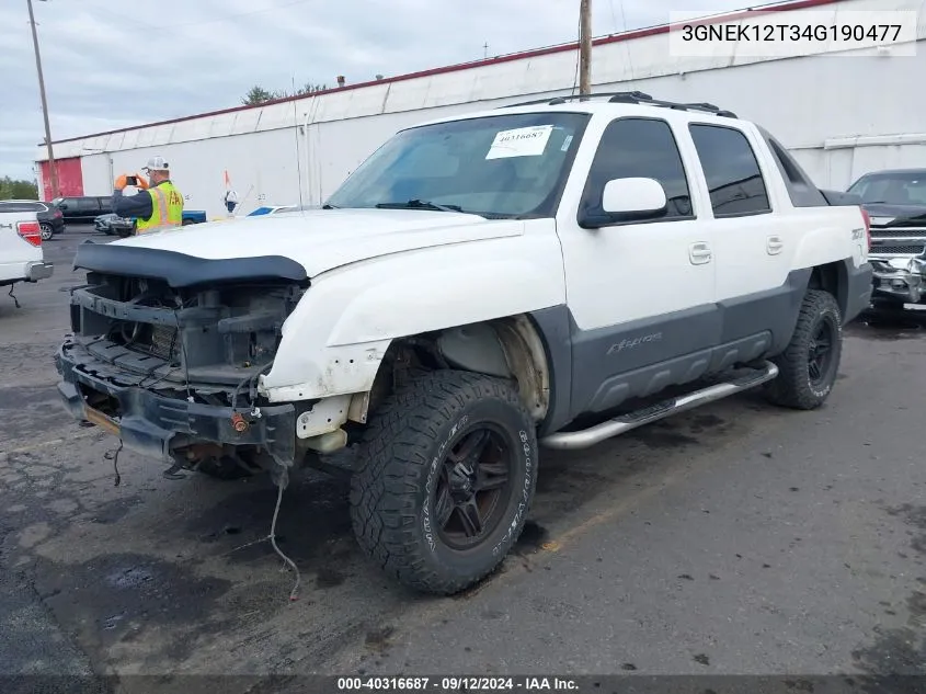 2004 Chevrolet Avalanche 1500 VIN: 3GNEK12T34G190477 Lot: 40316687