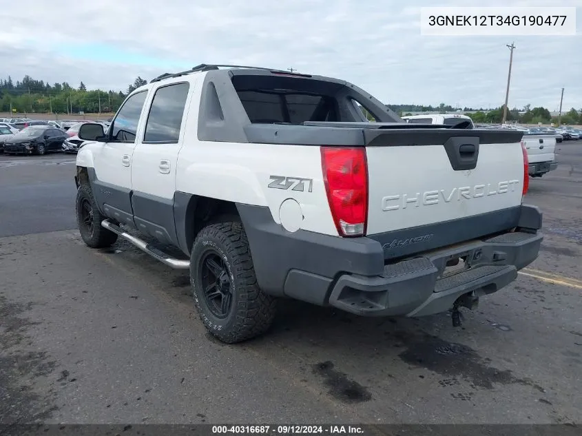 2004 Chevrolet Avalanche 1500 VIN: 3GNEK12T34G190477 Lot: 40316687