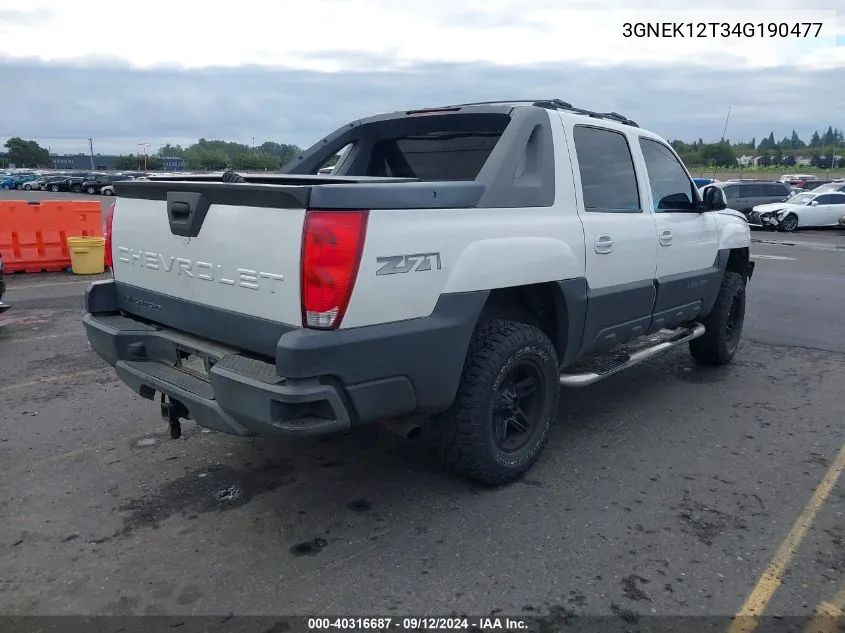 2004 Chevrolet Avalanche 1500 VIN: 3GNEK12T34G190477 Lot: 40316687