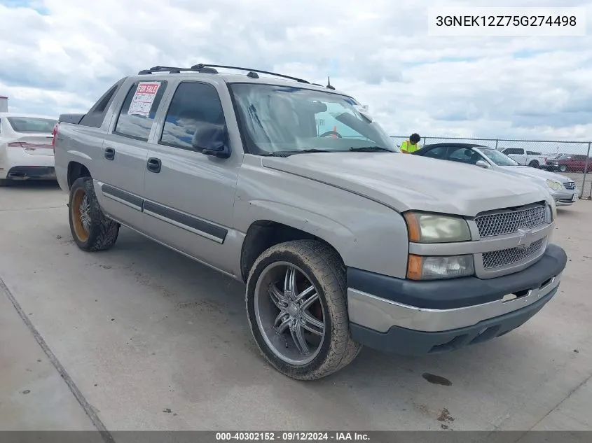 2005 Chevrolet Avalanche 1500 Ls VIN: 3GNEK12Z75G274498 Lot: 40302152