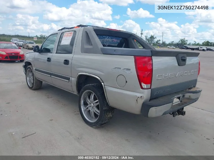 2005 Chevrolet Avalanche 1500 Ls VIN: 3GNEK12Z75G274498 Lot: 40302152