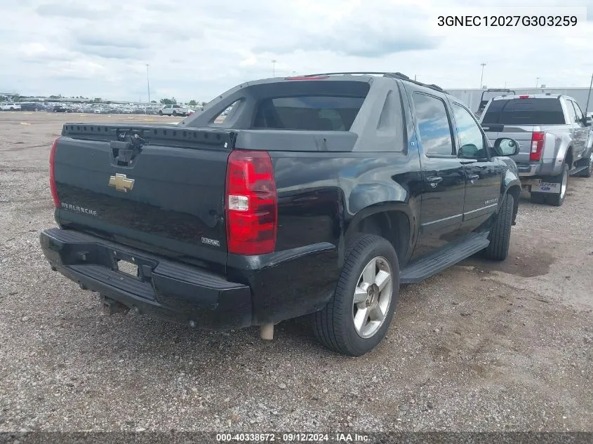 2007 Chevrolet Avalanche 1500 Lt VIN: 3GNEC12027G303259 Lot: 40338672