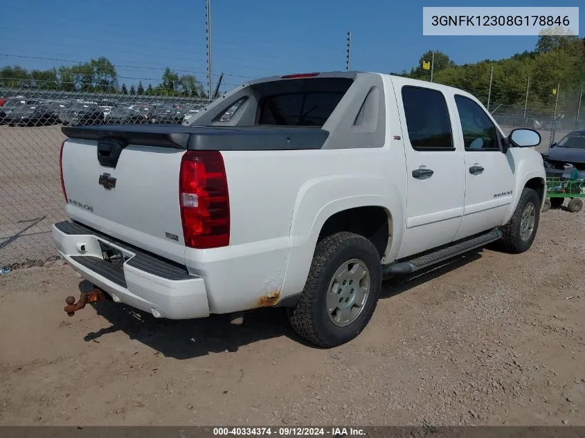 2008 Chevrolet Avalanche 1500 Ls/Lt/Ltz VIN: 3GNFK12308G178846 Lot: 40334374