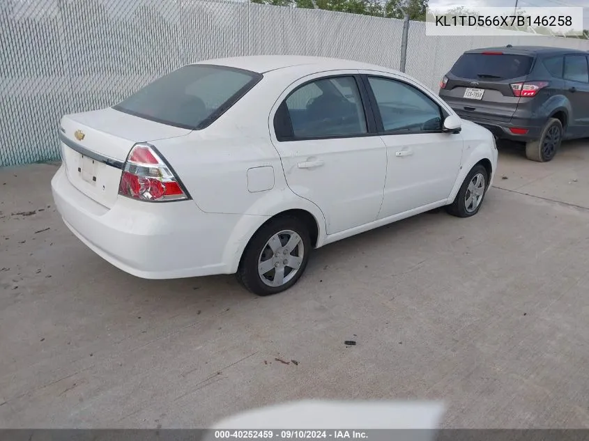 2007 Chevrolet Aveo Ls VIN: KL1TD566X7B146258 Lot: 40252459