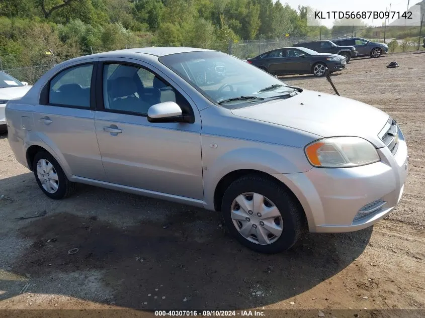 2007 Chevrolet Aveo Ls VIN: KL1TD56687B097142 Lot: 40307016