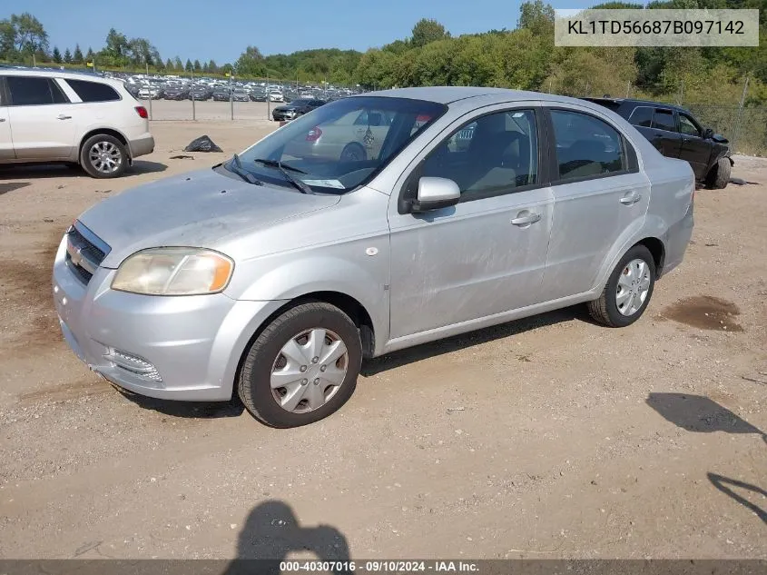 2007 Chevrolet Aveo Ls VIN: KL1TD56687B097142 Lot: 40307016