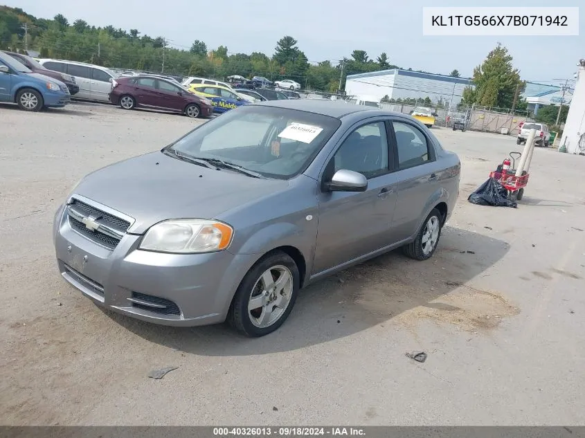 2007 Chevrolet Aveo Lt VIN: KL1TG566X7B071942 Lot: 40326013