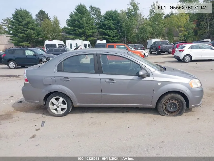 KL1TG566X7B071942 2007 Chevrolet Aveo Lt