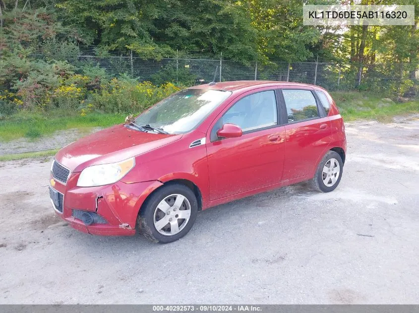 2010 Chevrolet Aveo Lt VIN: KL1TD6DE5AB116320 Lot: 40292573