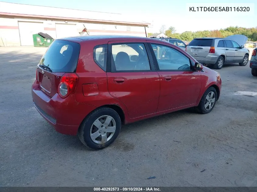 2010 Chevrolet Aveo Lt VIN: KL1TD6DE5AB116320 Lot: 40292573