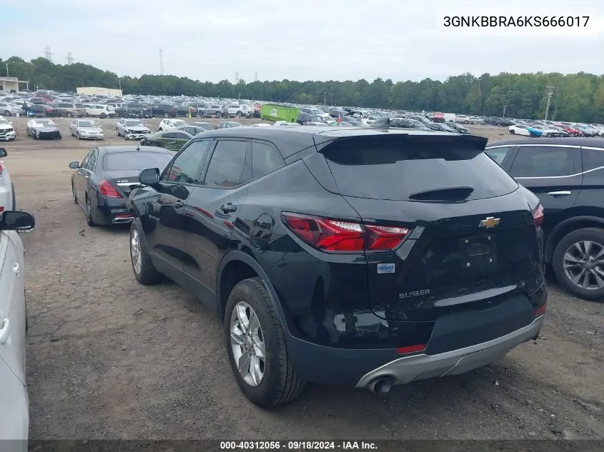 2019 Chevrolet Blazer 1Lt VIN: 3GNKBBRA6KS666017 Lot: 40312056