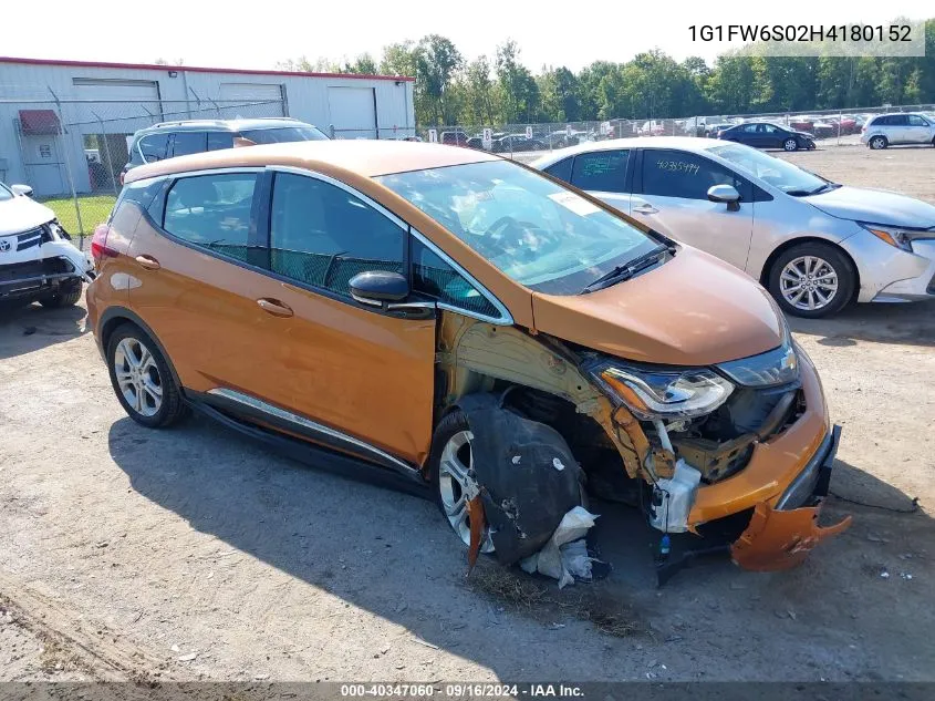 2017 Chevrolet Bolt Ev Lt VIN: 1G1FW6S02H4180152 Lot: 40347060