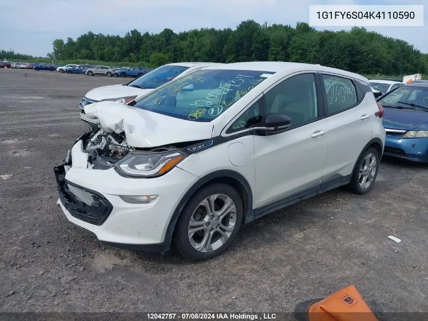 2019 Chevrolet Bolt Ev VIN: 1G1FY6S04K4110590 Lot: 12042757