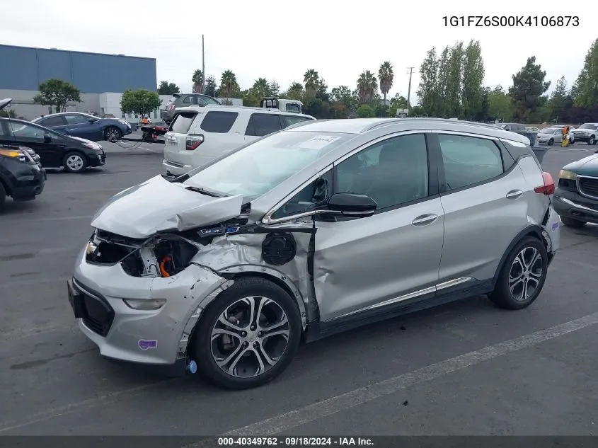 2019 Chevrolet Bolt Ev Premier VIN: 1G1FZ6S00K4106873 Lot: 40349762