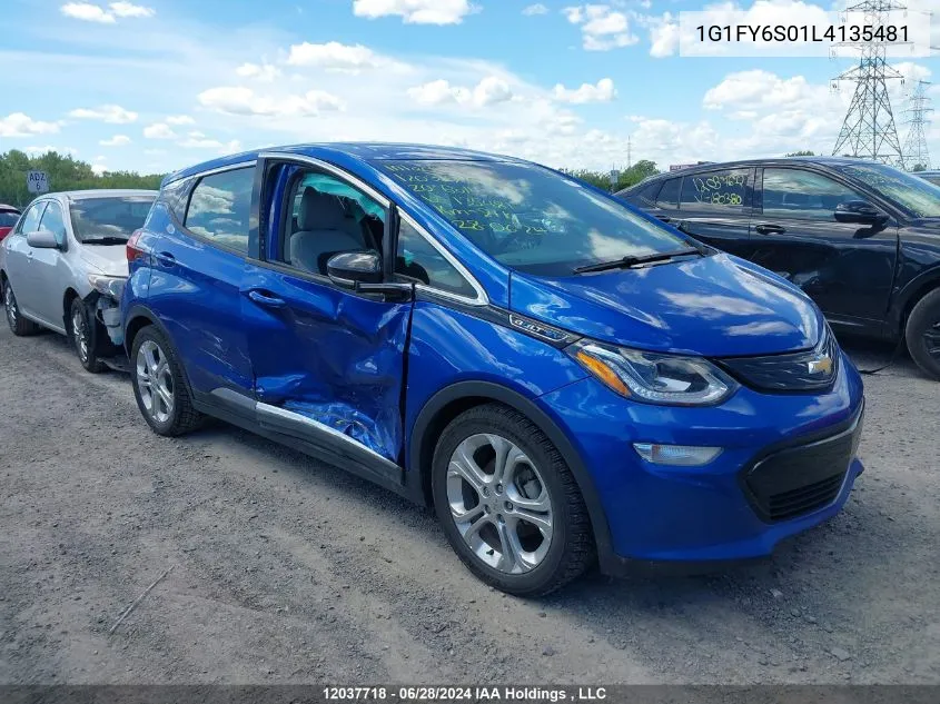 2020 Chevrolet Bolt Ev VIN: 1G1FY6S01L4135481 Lot: 12037718