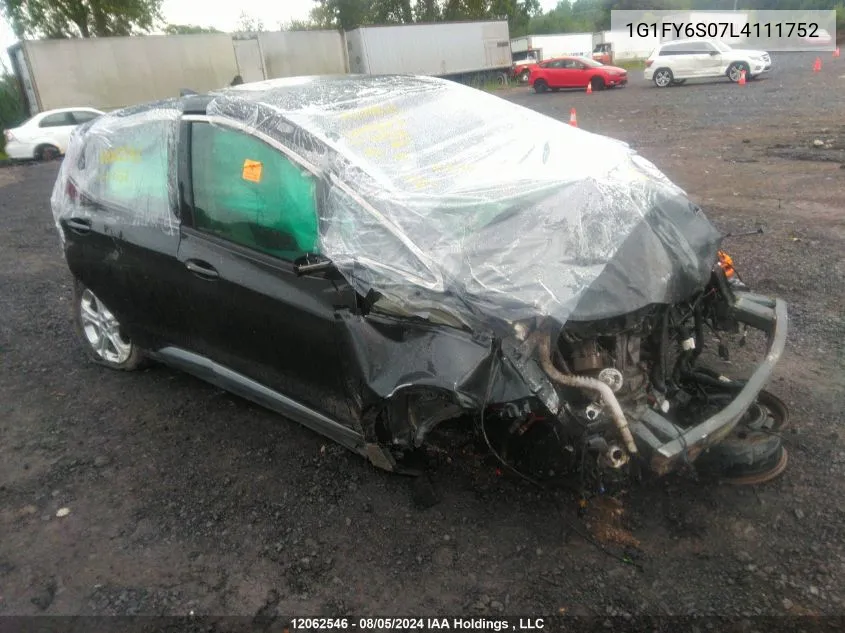 2020 Chevrolet Bolt Ev Lt VIN: 1G1FY6S07L4111752 Lot: 12062546