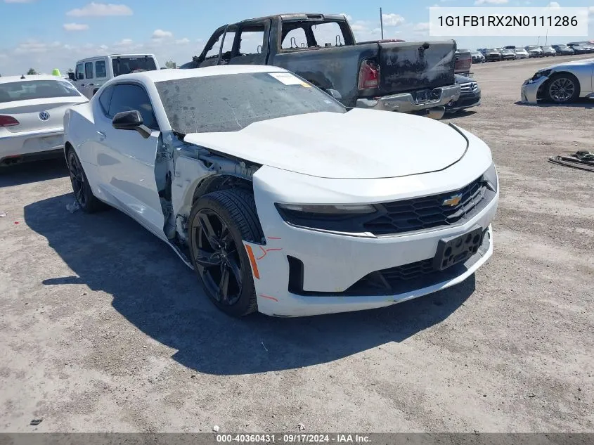 1G1FB1RX2N0111286 2022 Chevrolet Camaro Rwd 1Lt