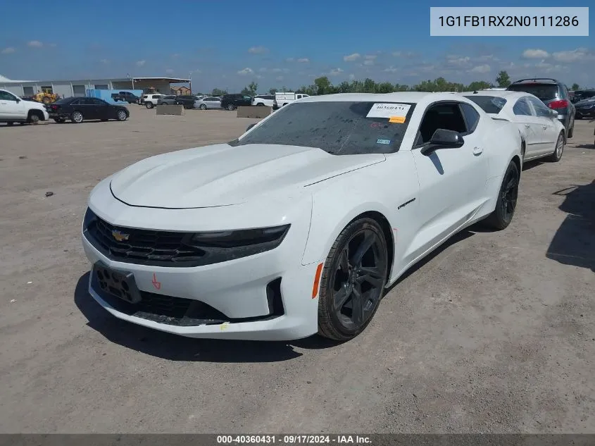 1G1FB1RX2N0111286 2022 Chevrolet Camaro Rwd 1Lt