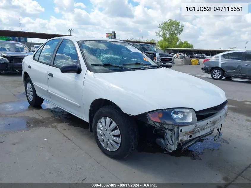 2004 Chevrolet Cavalier VIN: 1G1JC52F047115651 Lot: 40367409