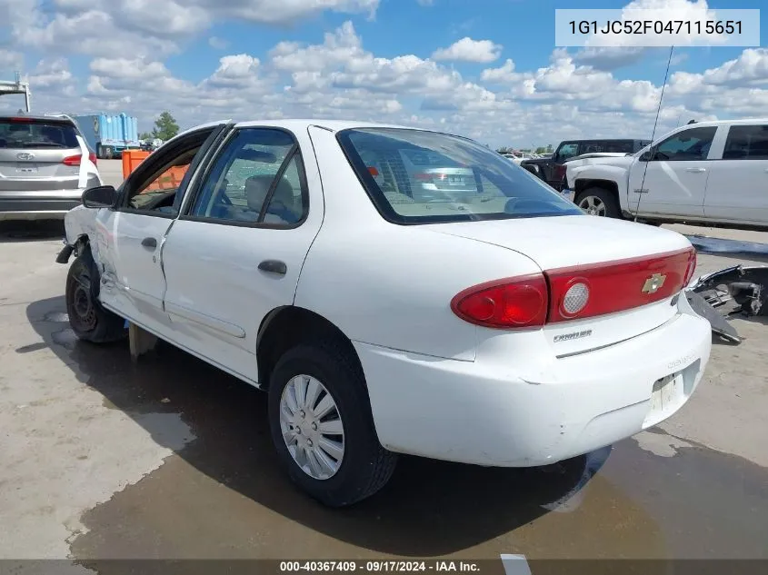 2004 Chevrolet Cavalier VIN: 1G1JC52F047115651 Lot: 40367409