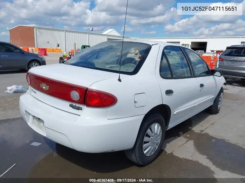 2004 Chevrolet Cavalier VIN: 1G1JC52F047115651 Lot: 40367409