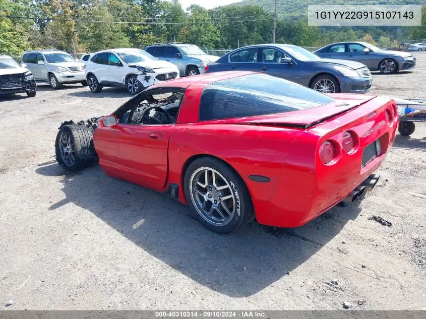 2001 Chevrolet Corvette VIN: 1G1YY22G915107143 Lot: 40310314