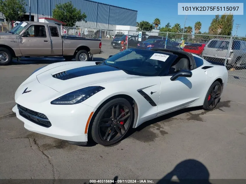 2015 Chevrolet Corvette Stingray Z51 VIN: 1G1YK2D75F5115097 Lot: 40315694