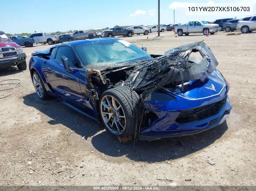 1G1YW2D7XK5106703 2019 Chevrolet Corvette Grand Sport