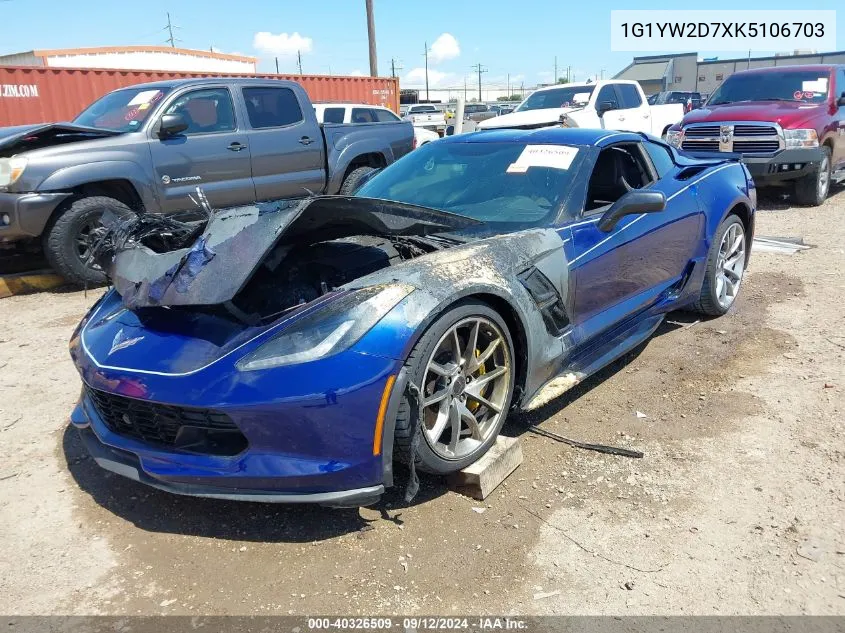 2019 Chevrolet Corvette Grand Sport VIN: 1G1YW2D7XK5106703 Lot: 40326509